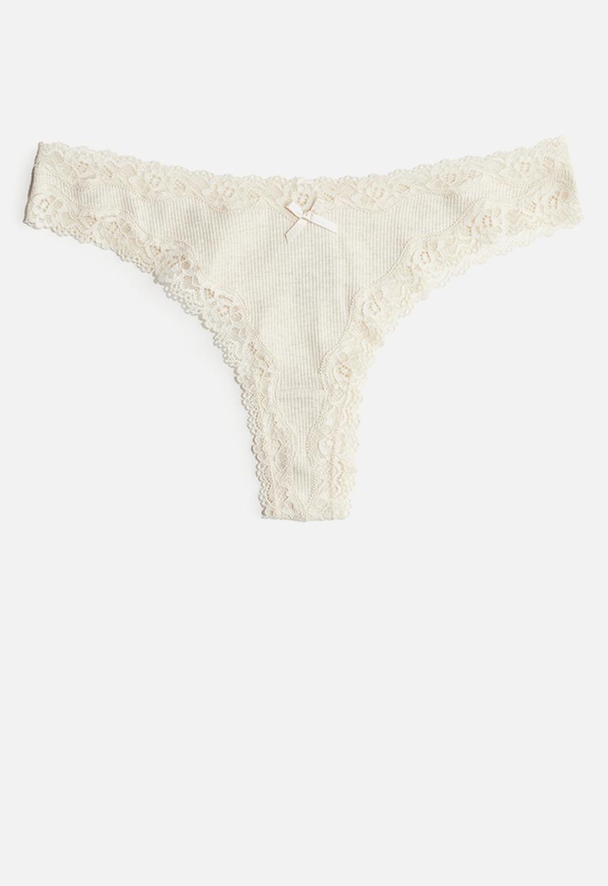 H&M - 3 pack brazilian briefs - cream marl/light beige/white