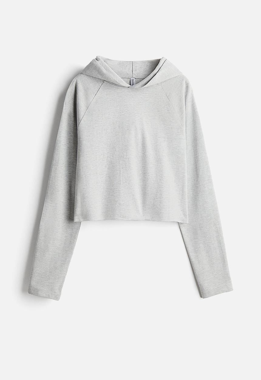 H&M - Short hoodie - light grey marl 