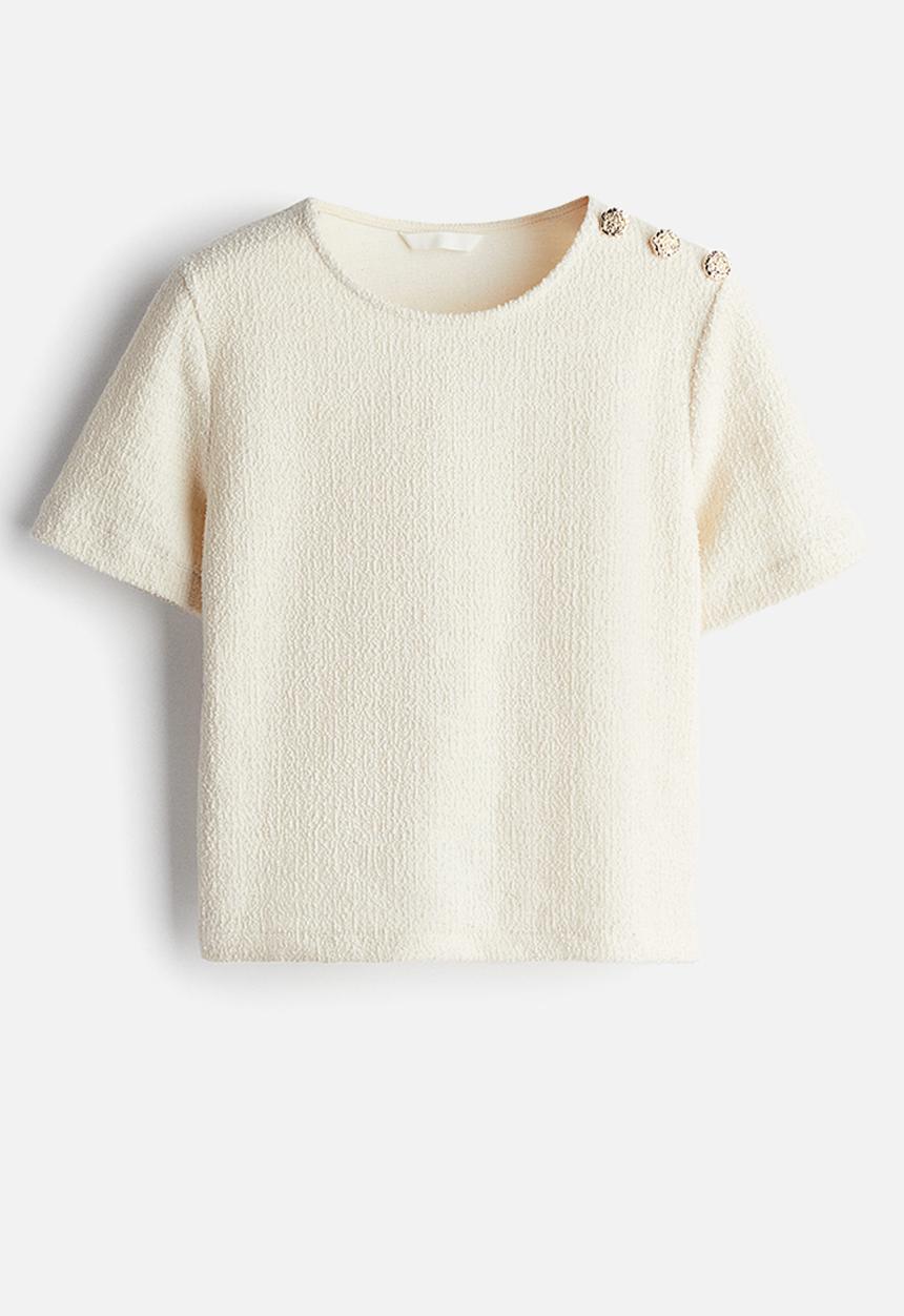 H&M - Short bouclé top - cream