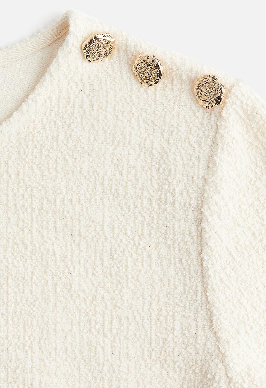 H&M - Short bouclé top - cream