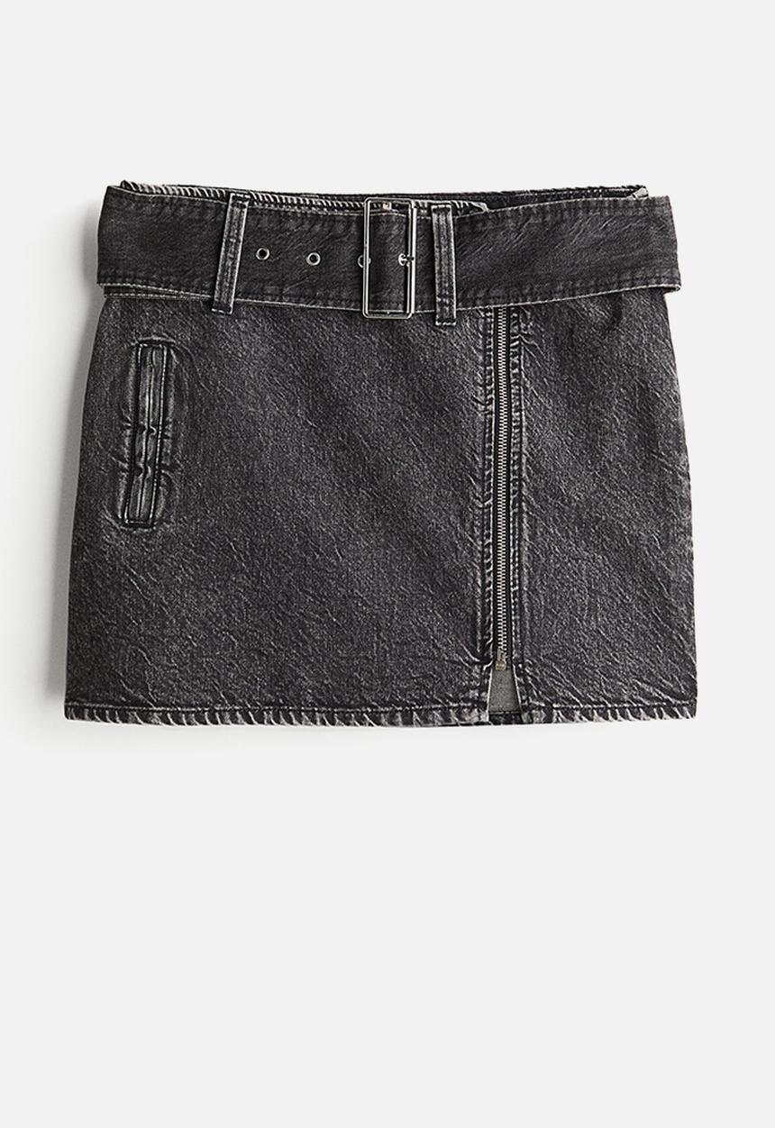 H&M - Denim mini skirt - dark denim grey 
