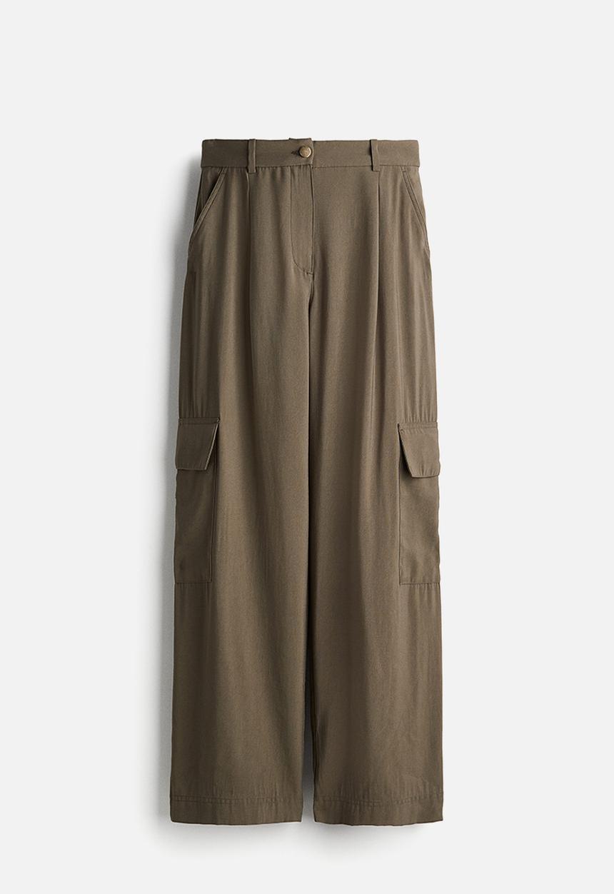 H&M - Wide cargo trousers - dark khaki green