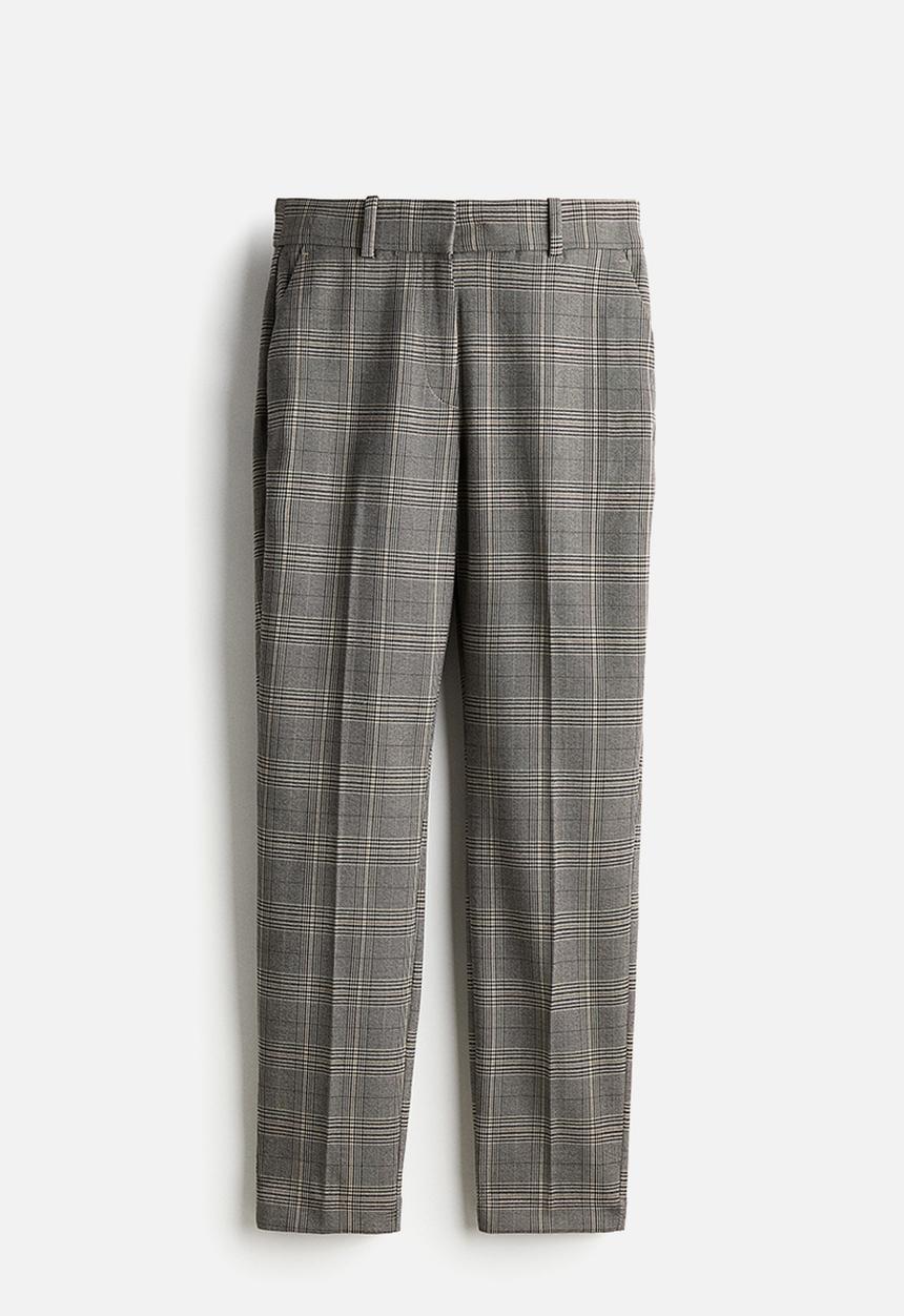 H&M - Cigarette trousers - grey & beige checked
