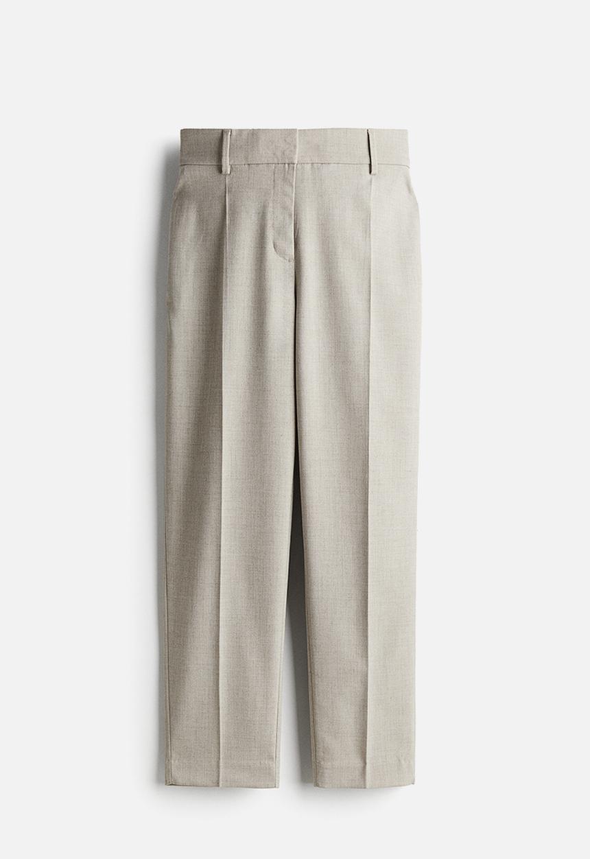 H&M - Cigarette trousers - light beige marl 