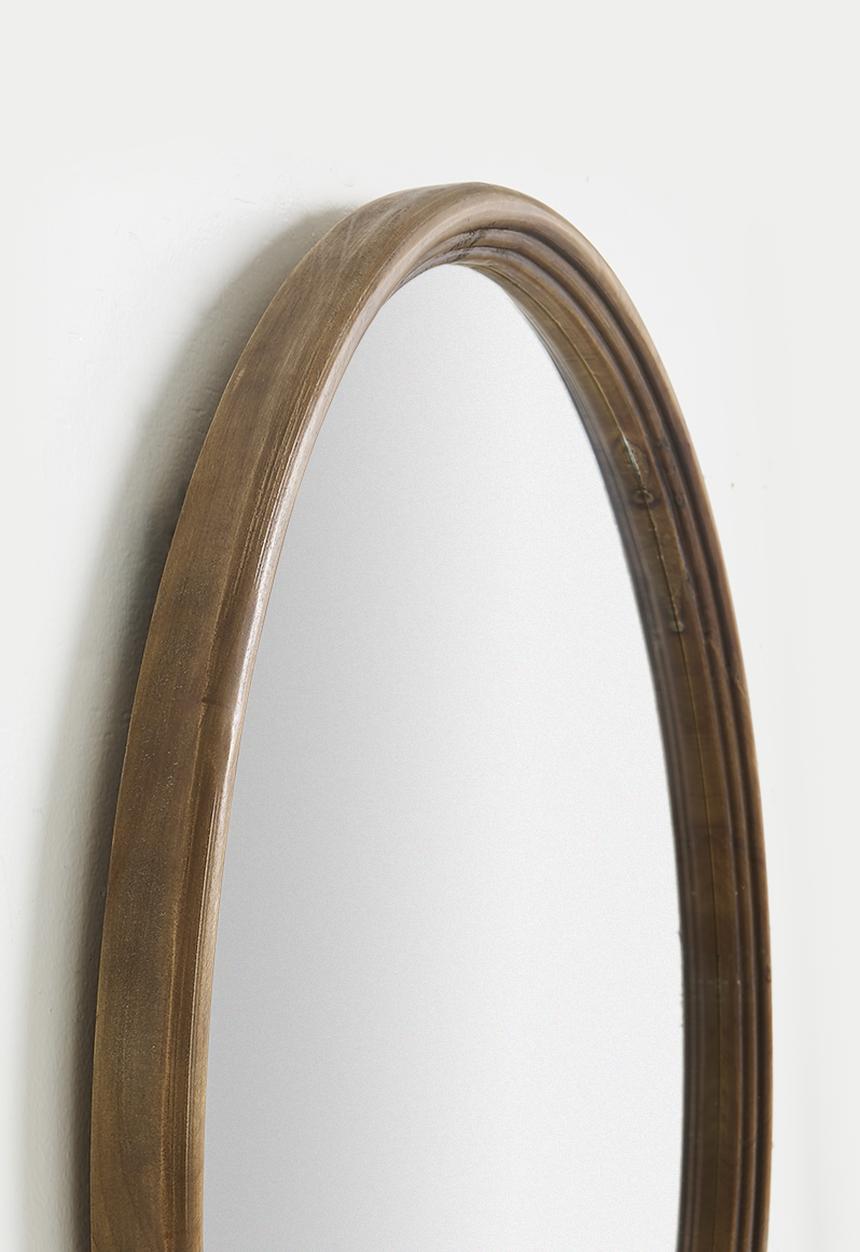 Sixth Floor - Wooden Mirror Round - Walnut