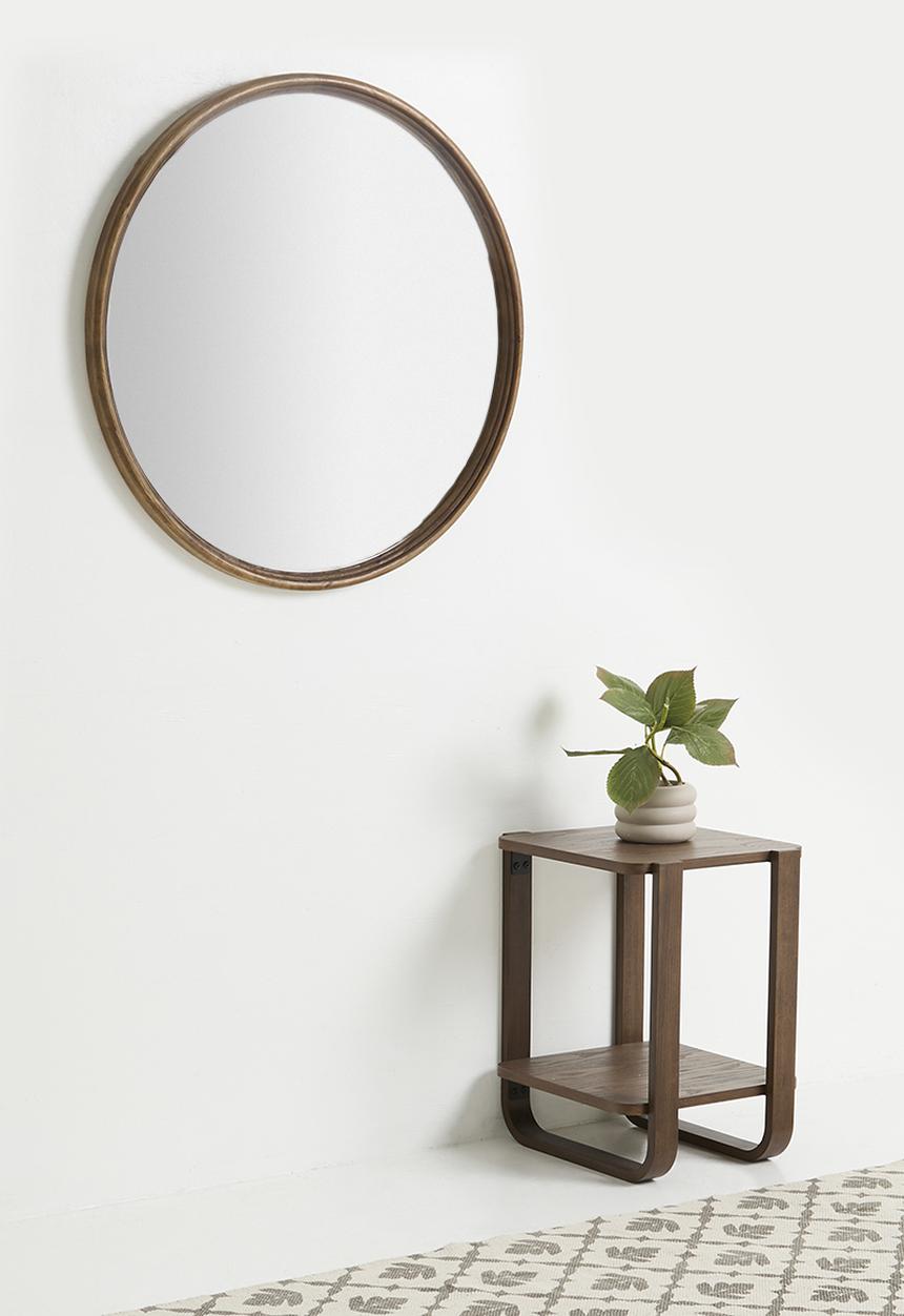 Sixth Floor - Wooden Mirror Round - Walnut