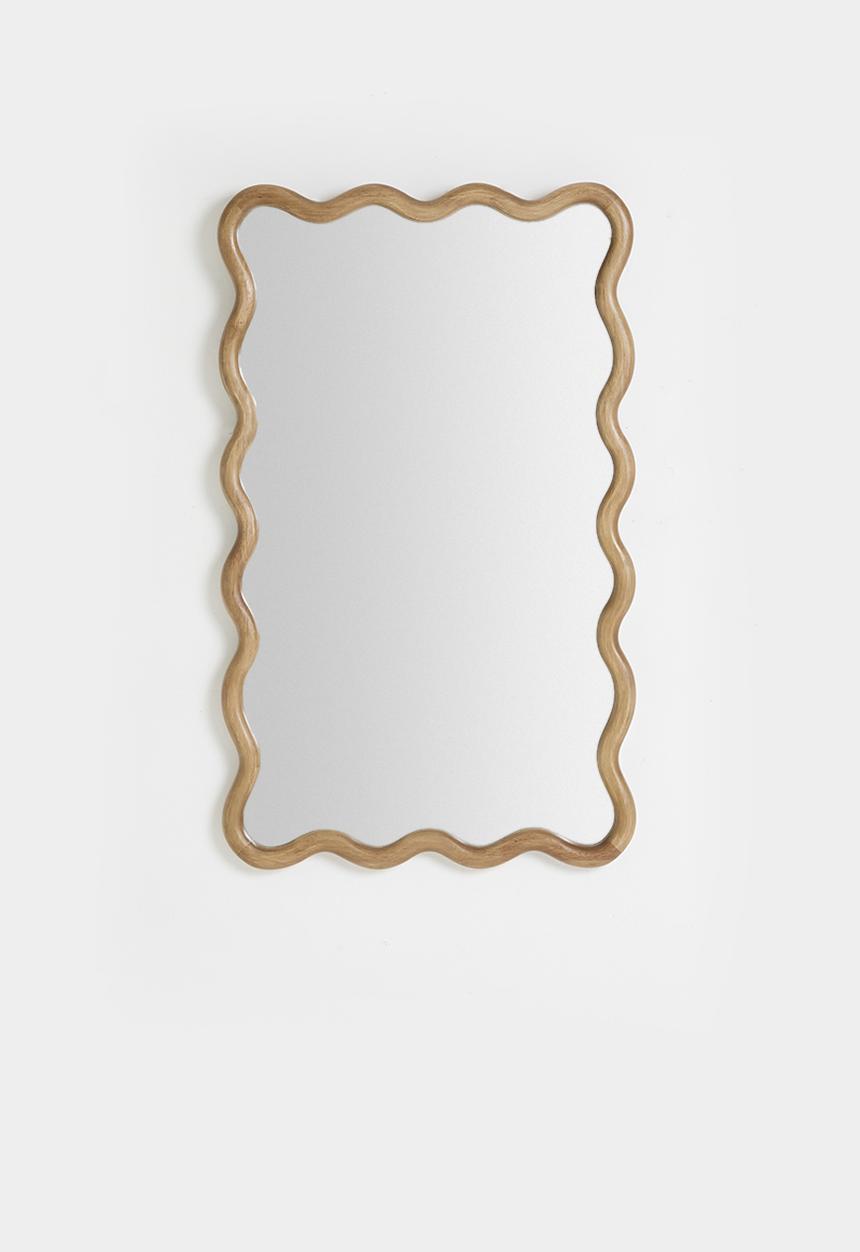 Sixth Floor - Wooden swirly Mirror rectangle - Natural
