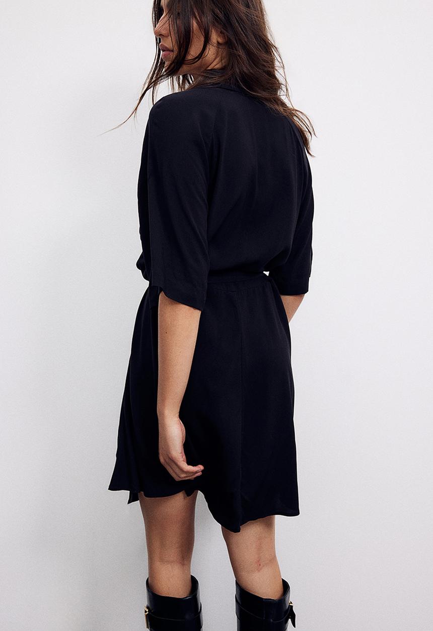 H&M - Tie-belt shirt dress - black