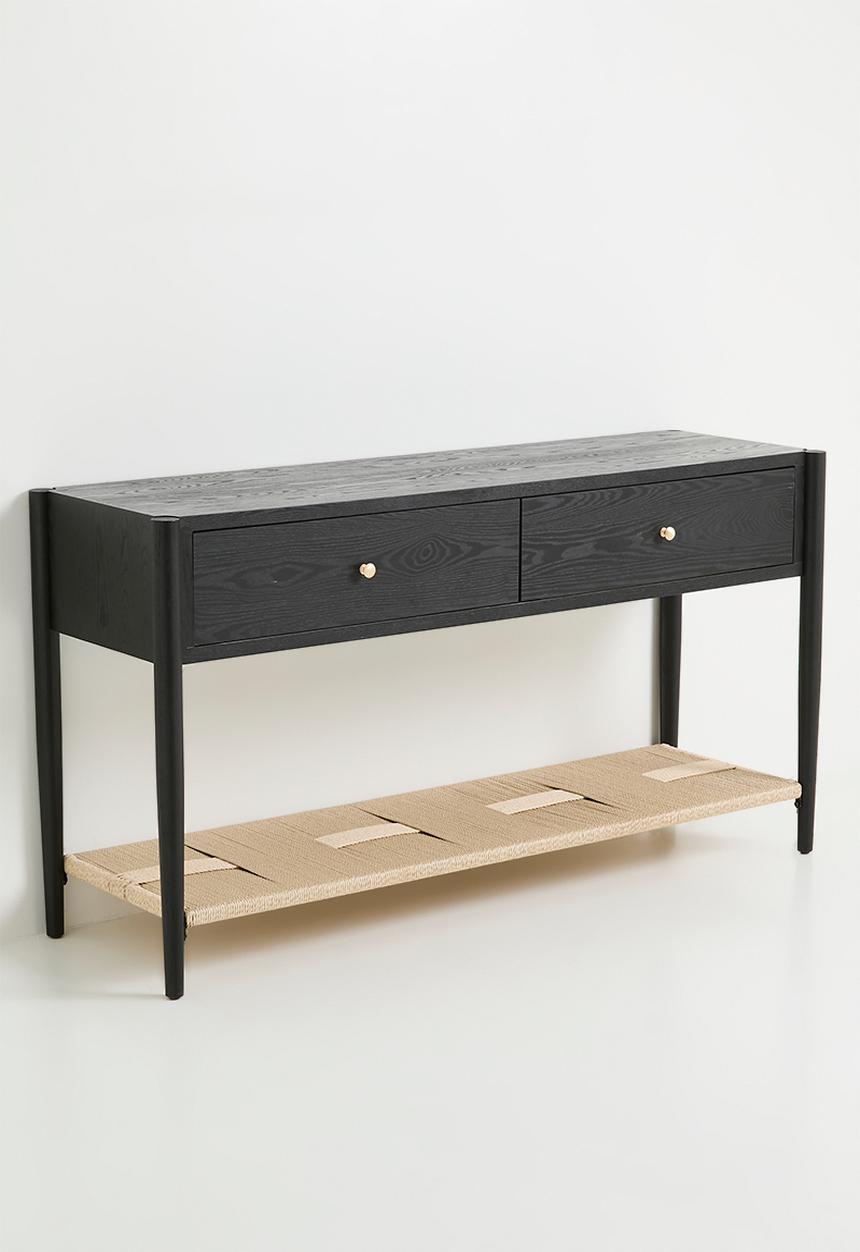 Sixth Floor - Jericho rattan and wood console-black