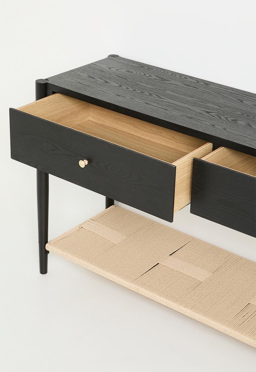 Sixth Floor - Jericho rattan and wood console-black