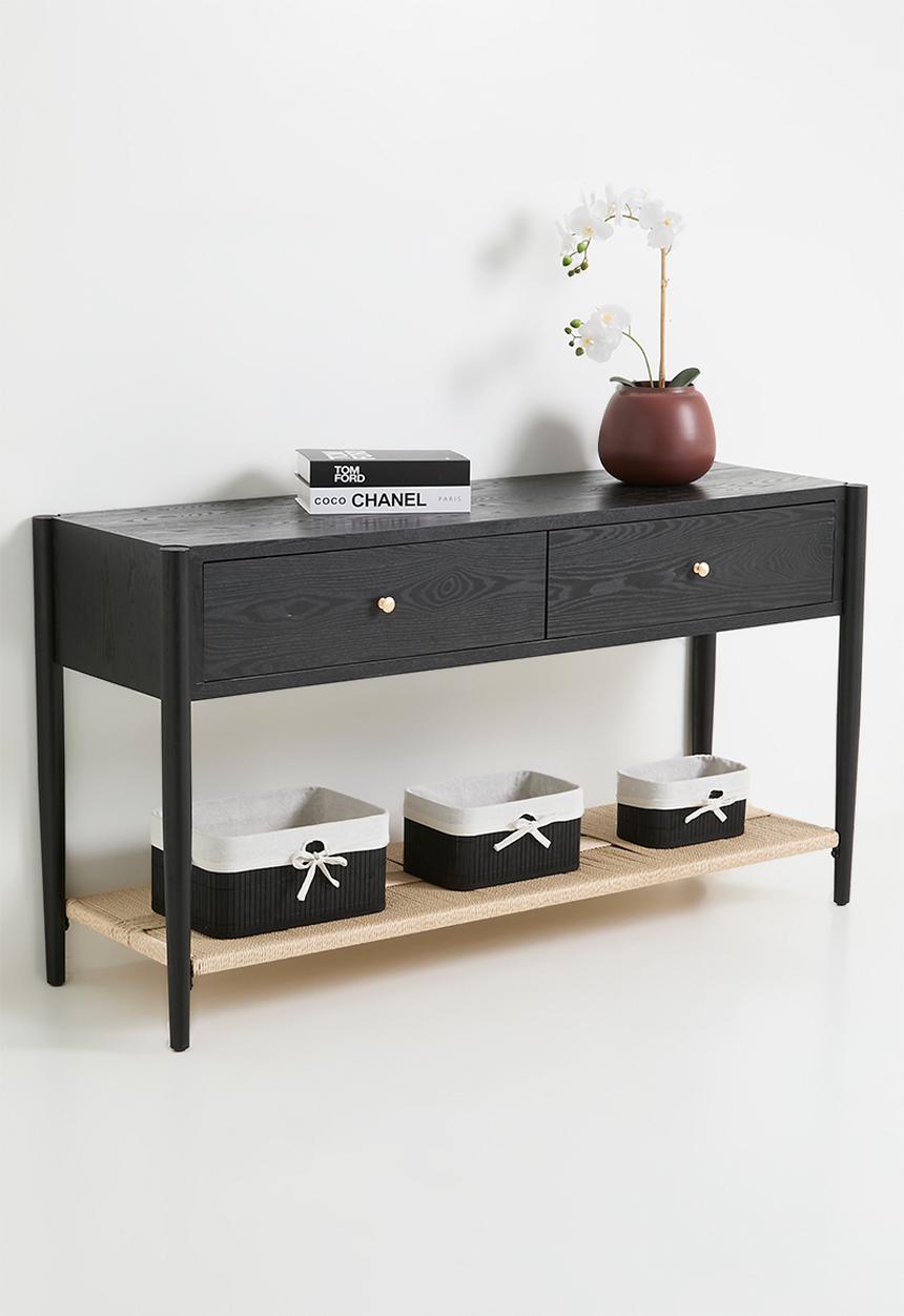 Sixth Floor - Jericho rattan and wood console-black
