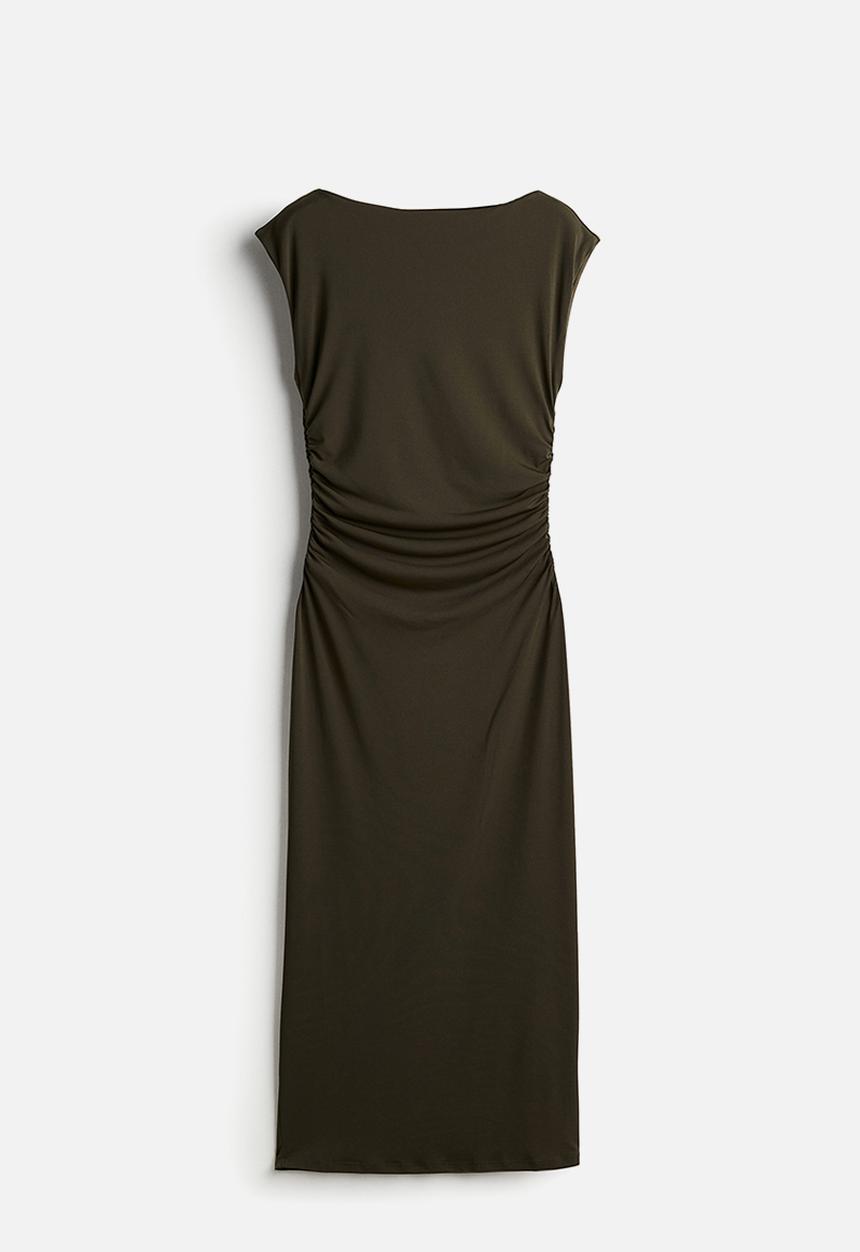 H&M - Cap-sleeved dress - dark khaki green