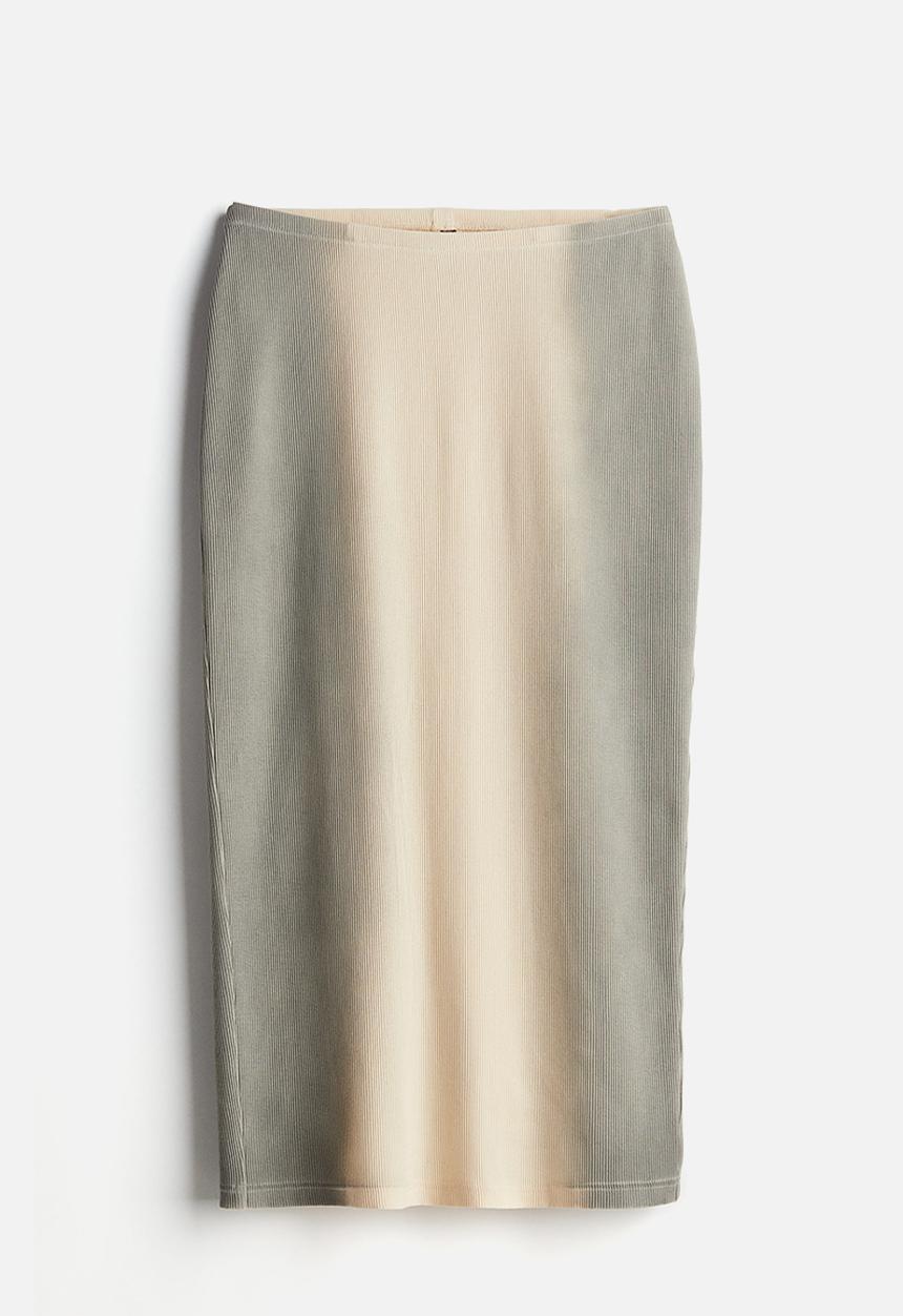 H&M - Ribbed pencil skirt - light beige/ombre