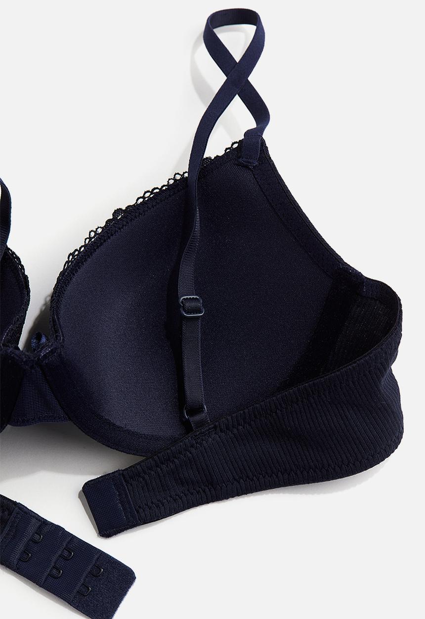 H&M - Cotton demi push-up bra - navy blue