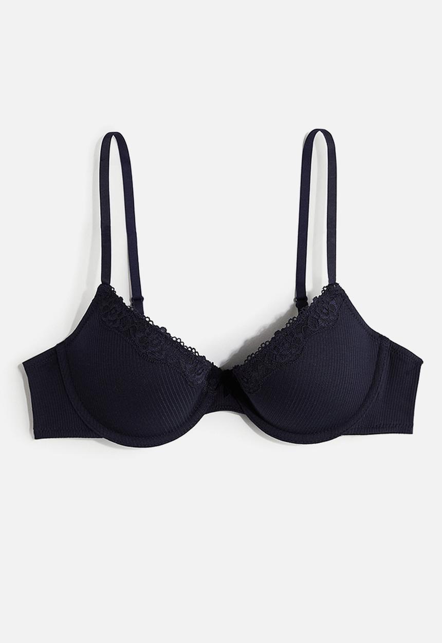 H&M - Cotton demi push-up bra - navy blue