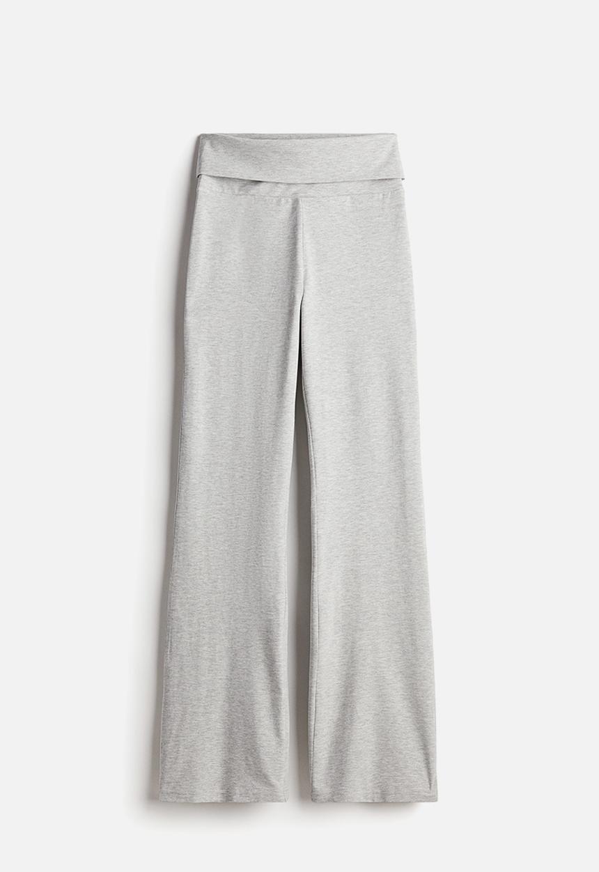 H&M - Flared jersey trousers - light grey marl 