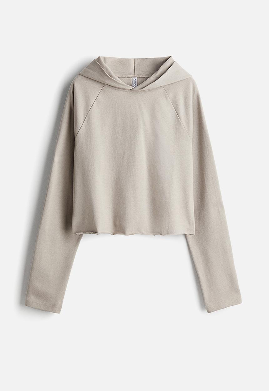 H&M - Short hoodie - light greige