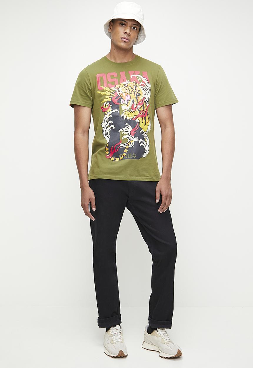 Superdry. - Osaka 6  narrative stnd tee - khaki olive