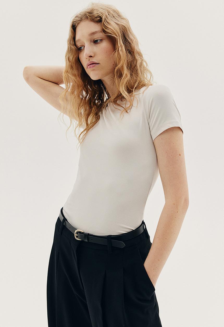 H&M - Fitted top - light beige 