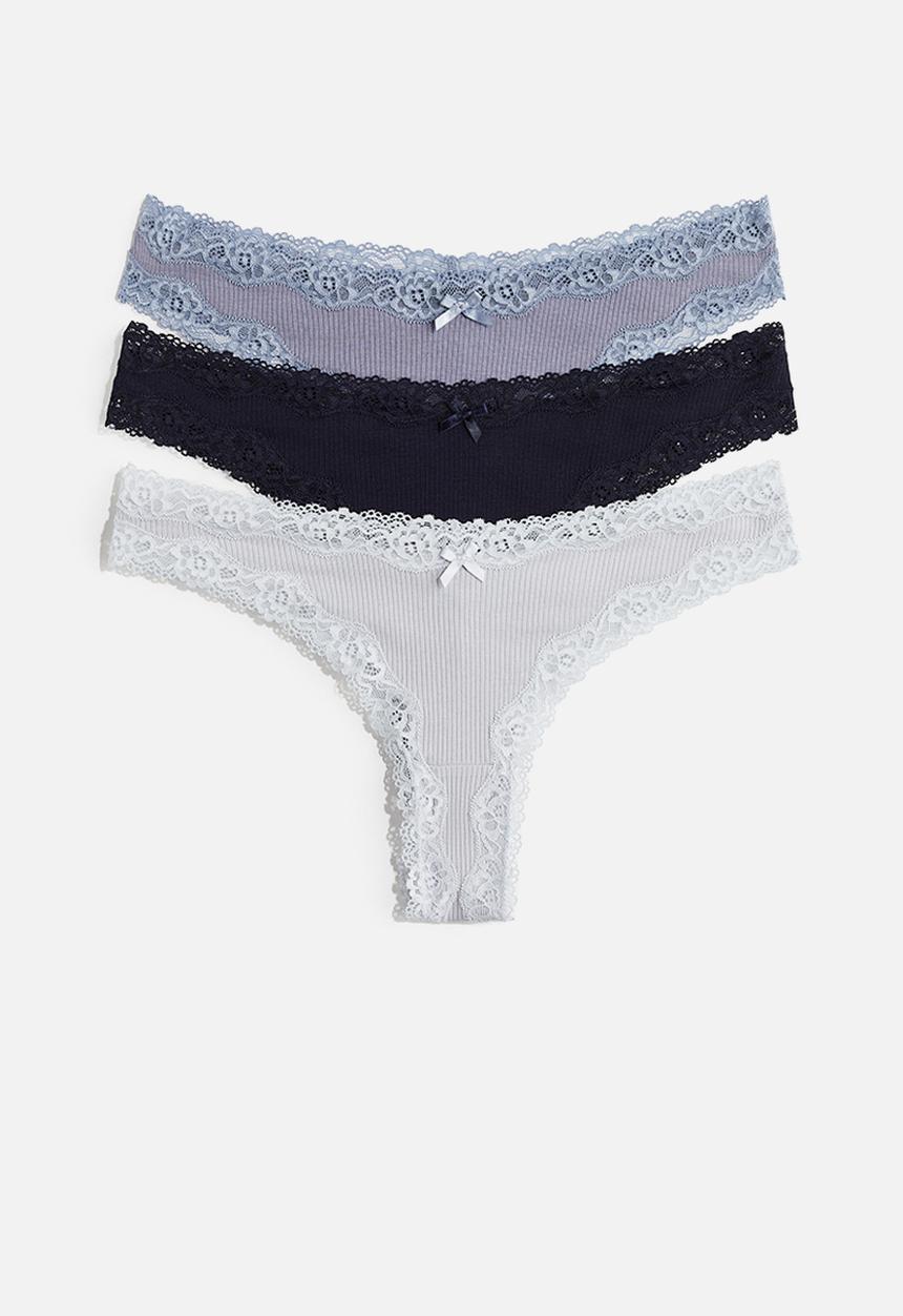 H&M - 3-Pack brazilian briefs - navy blue & dusty blue
