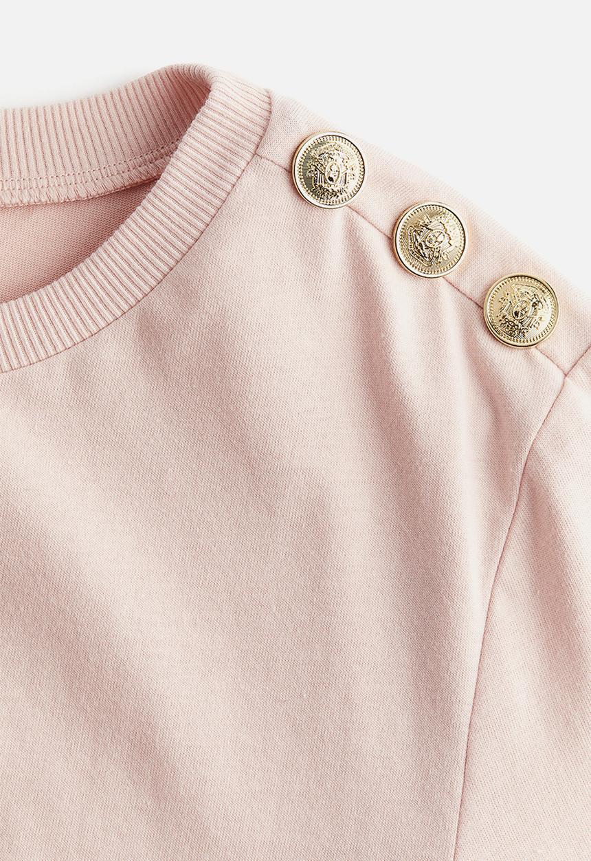 H&M - Button-detail t-shirt - light pink