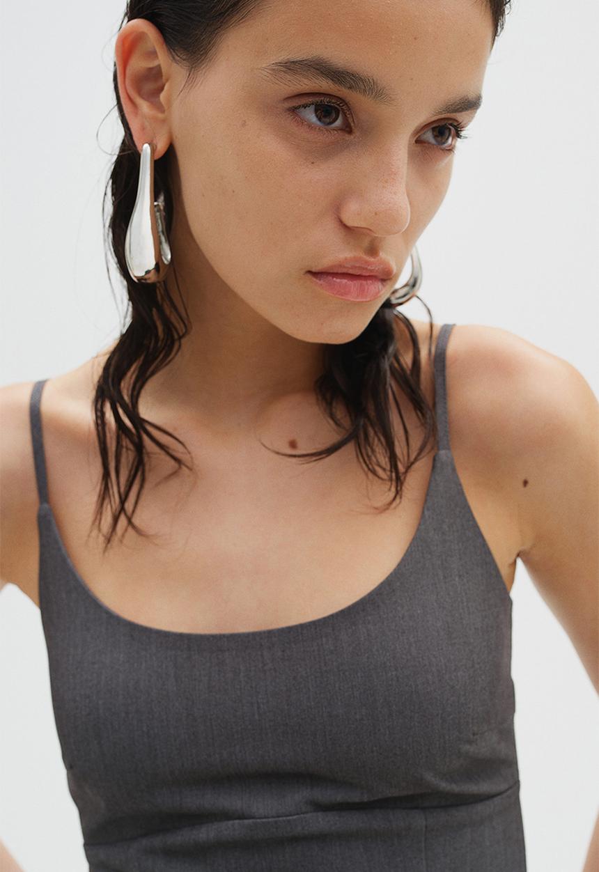 H&M - Corset-style strappy top - dark grey marl