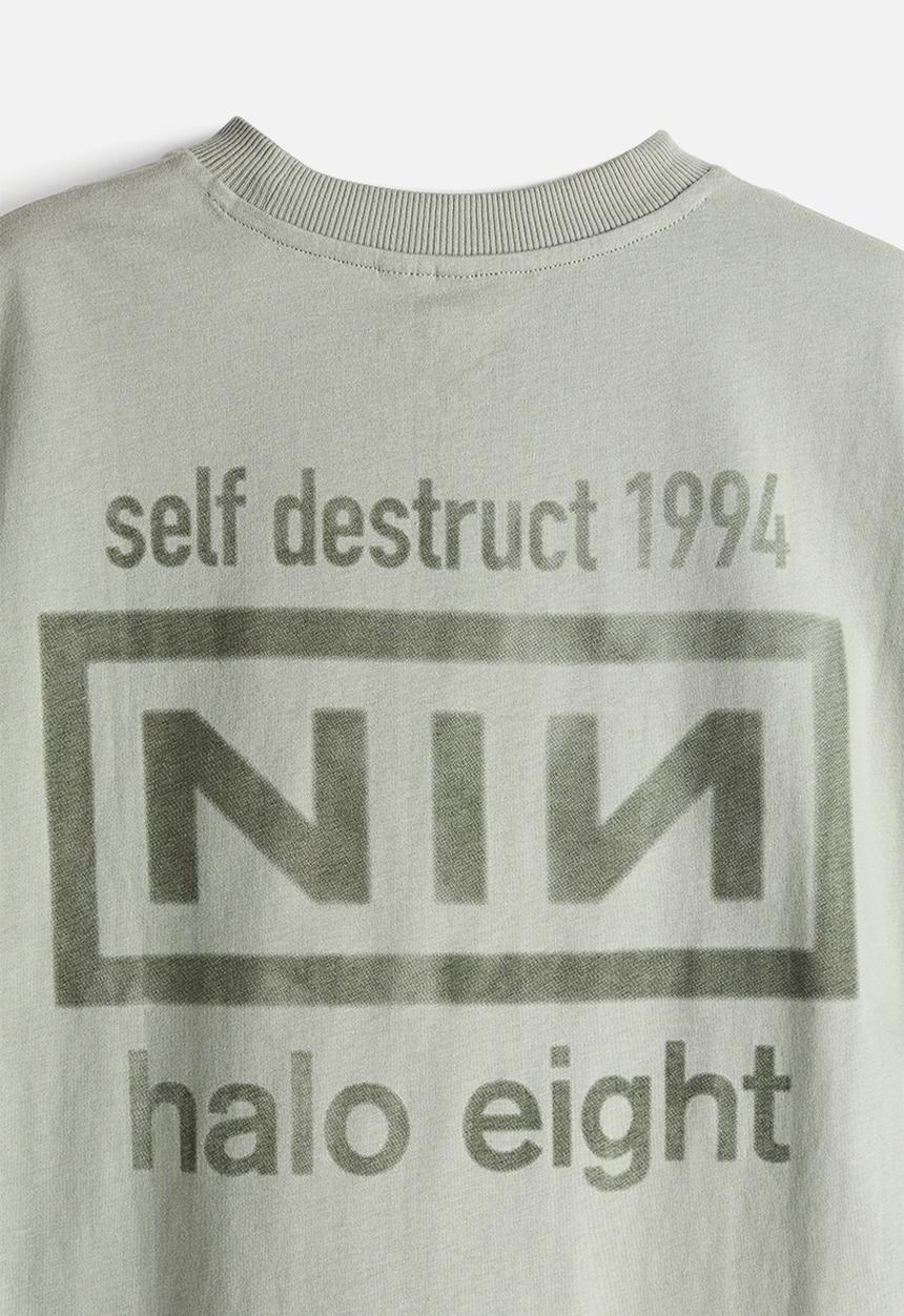 H&M - Oversized printed t-shirt - dusty green & nine inch nails