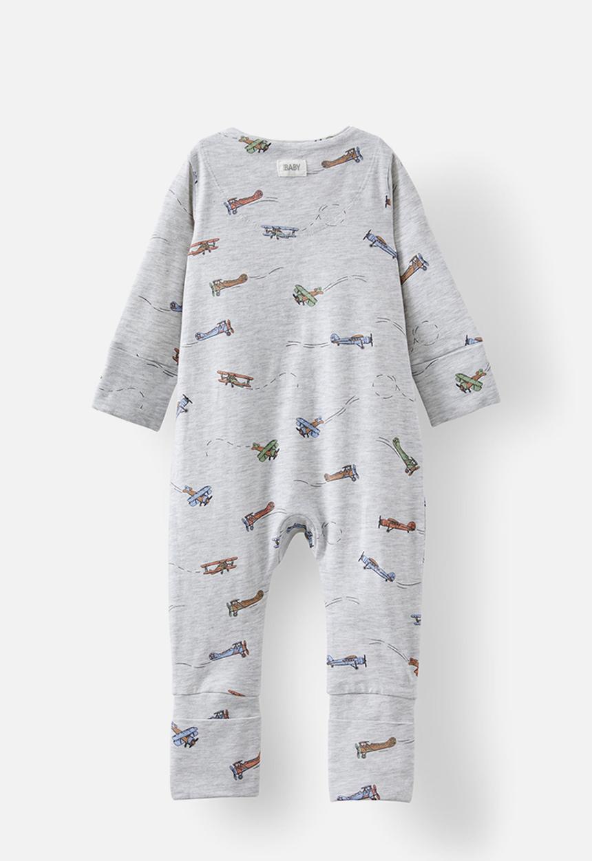 Cotton On - The long sleeve zip romper - cloud marle/up in the sky