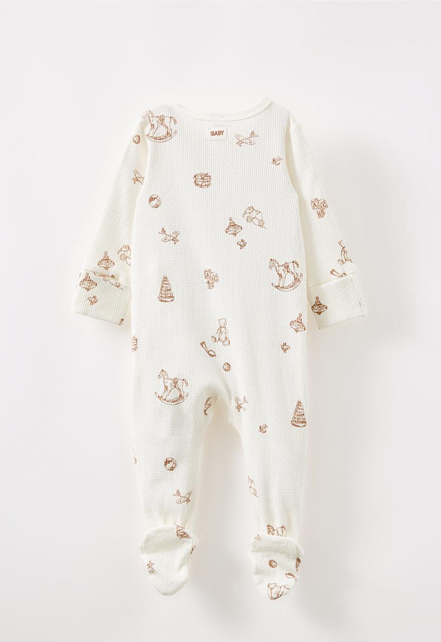 Cotton On - Organic pointelle zip romper - milk/vintage toys