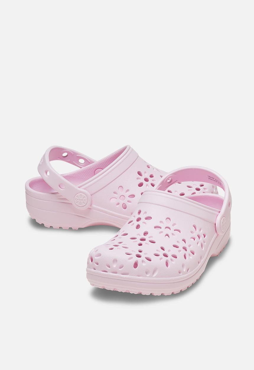 Crocs - Classic Floral Cut Out Clog K - Pink Milk