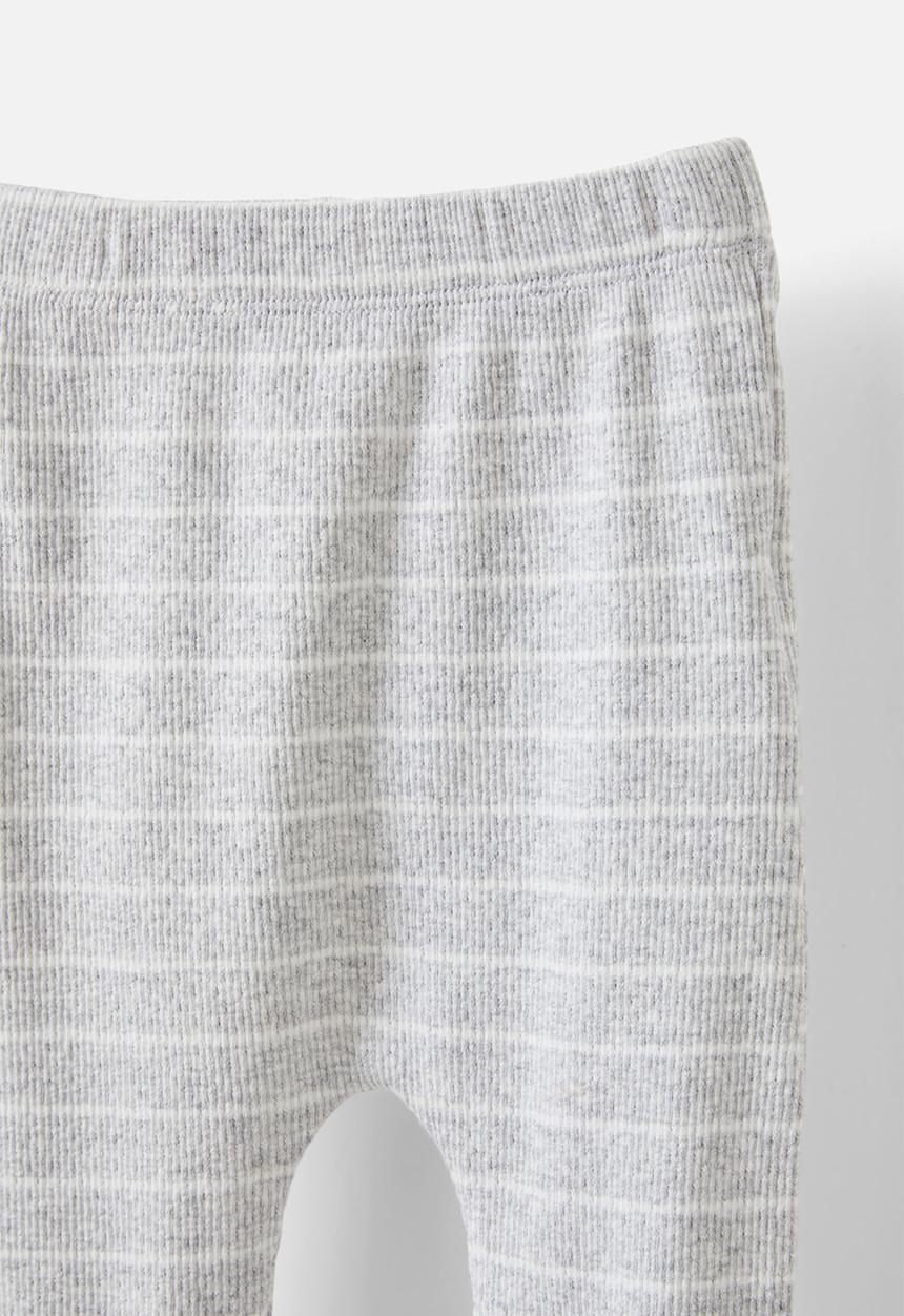 Cotton On - Organic pointelle footed legging - cloud marle/milk stripe