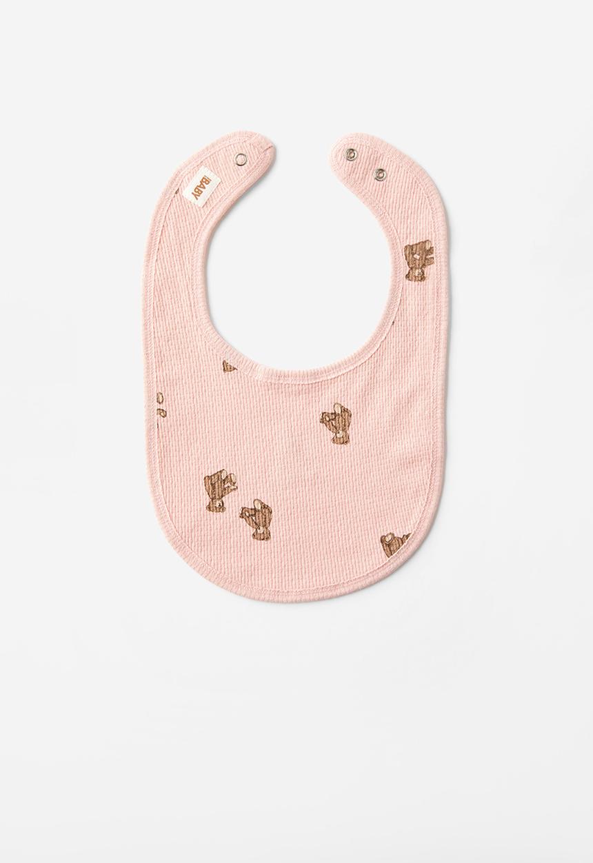 Cotton On - Organic pointelle bib - zephyr/vintage teddy bear