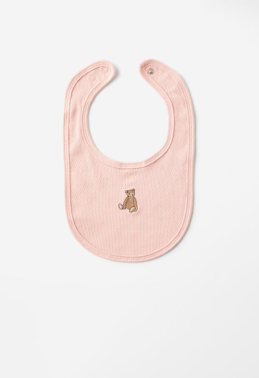 Cotton On - Organic pointelle bib - zephyr/vintage teddy bear
