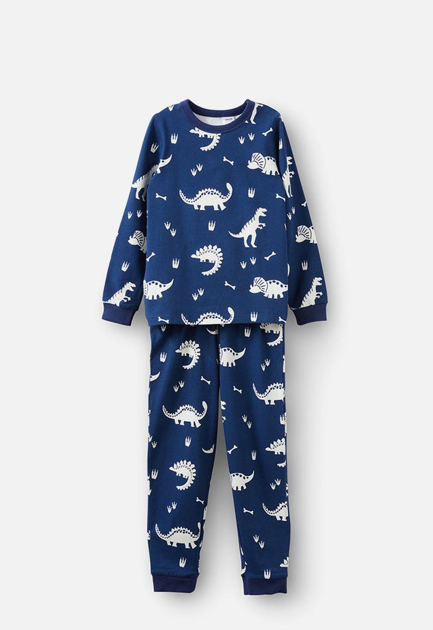Cotton On - Ace long sleeve pyjama set - in the navy/dino glow