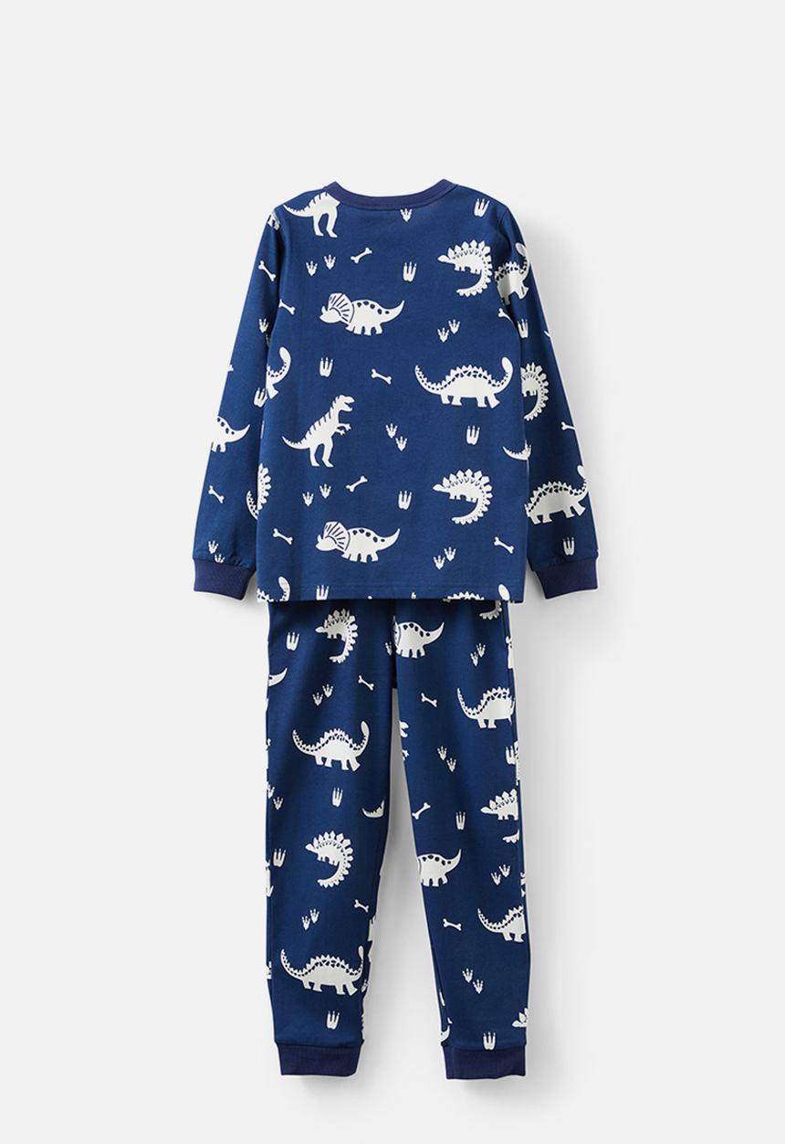 Cotton On - Ace long sleeve pyjama set - in the navy/dino glow