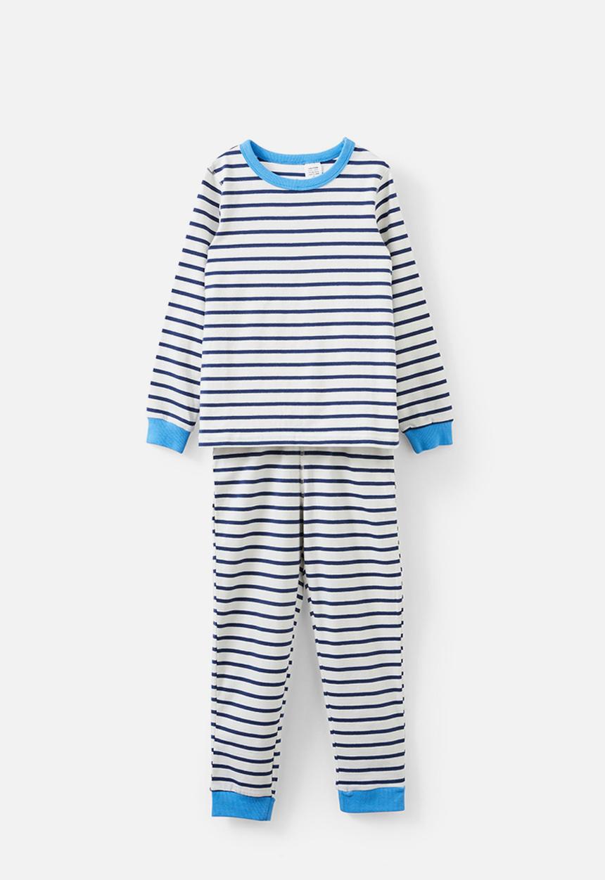 Cotton On - Ace long sleeve pyjama set - marian stripe vanilla/in the navy