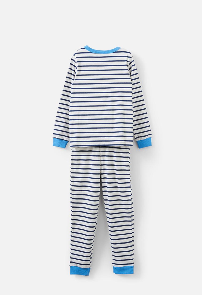 Cotton On - Ace long sleeve pyjama set - marian stripe vanilla/in the navy