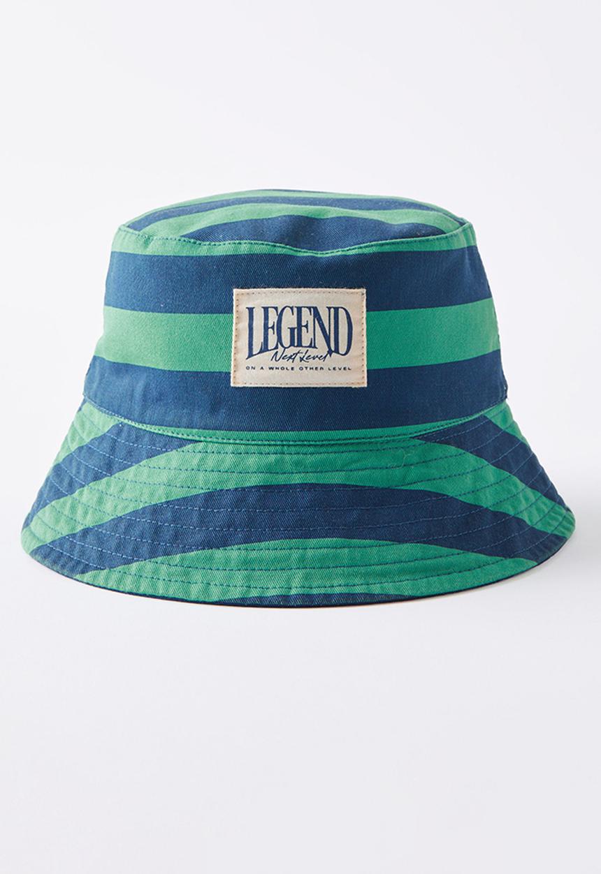 Cotton On - Kids reversible bucket hat - in the navy/dual green stripe