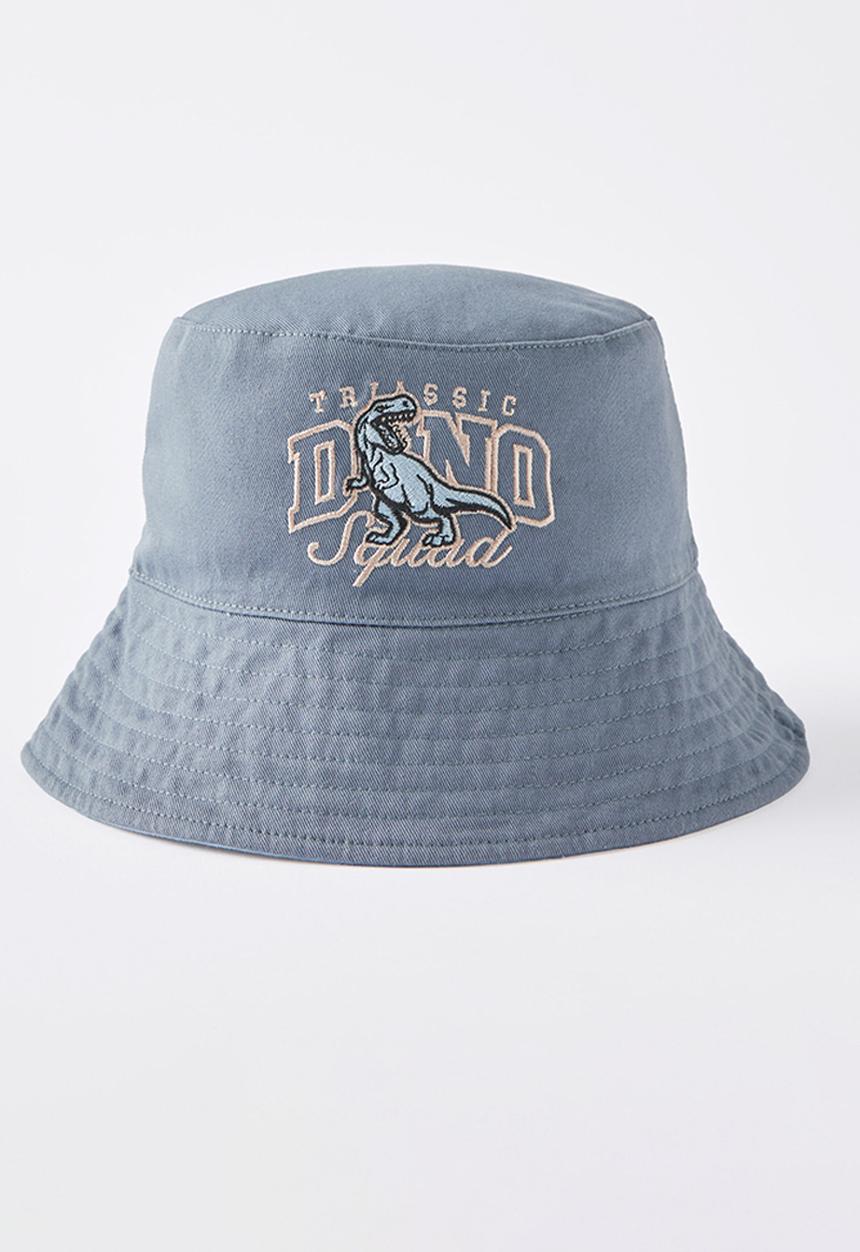 Cotton On - Kids reversible bucket hat - steel/dino squad