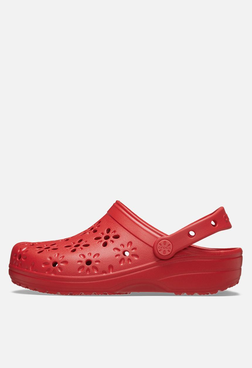 Crocs - Classic Floral Cut Out Clog - Cherry Red