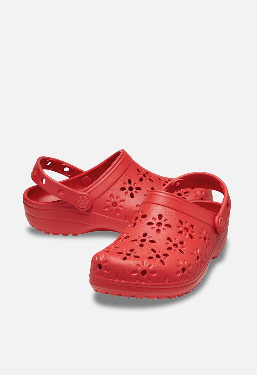 Crocs - Classic Floral Cut Out Clog - Cherry Red