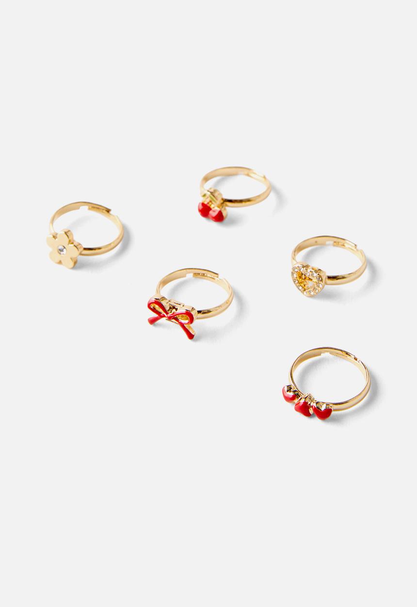 Cotton On - Kids ring set - varsity red mix pack