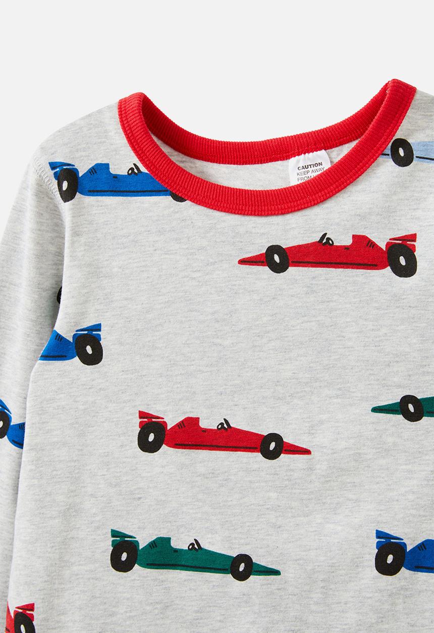 Cotton On - Ace long sleeve pyjama set - cloud marle/racing cars