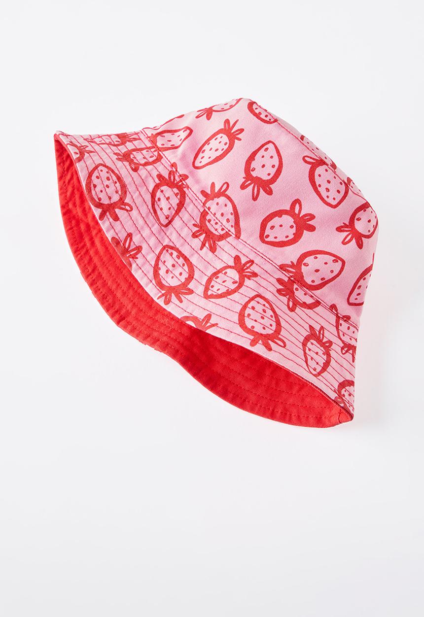 Cotton On - Kids reversible bucket hat - blush pink/varisty red strawberries