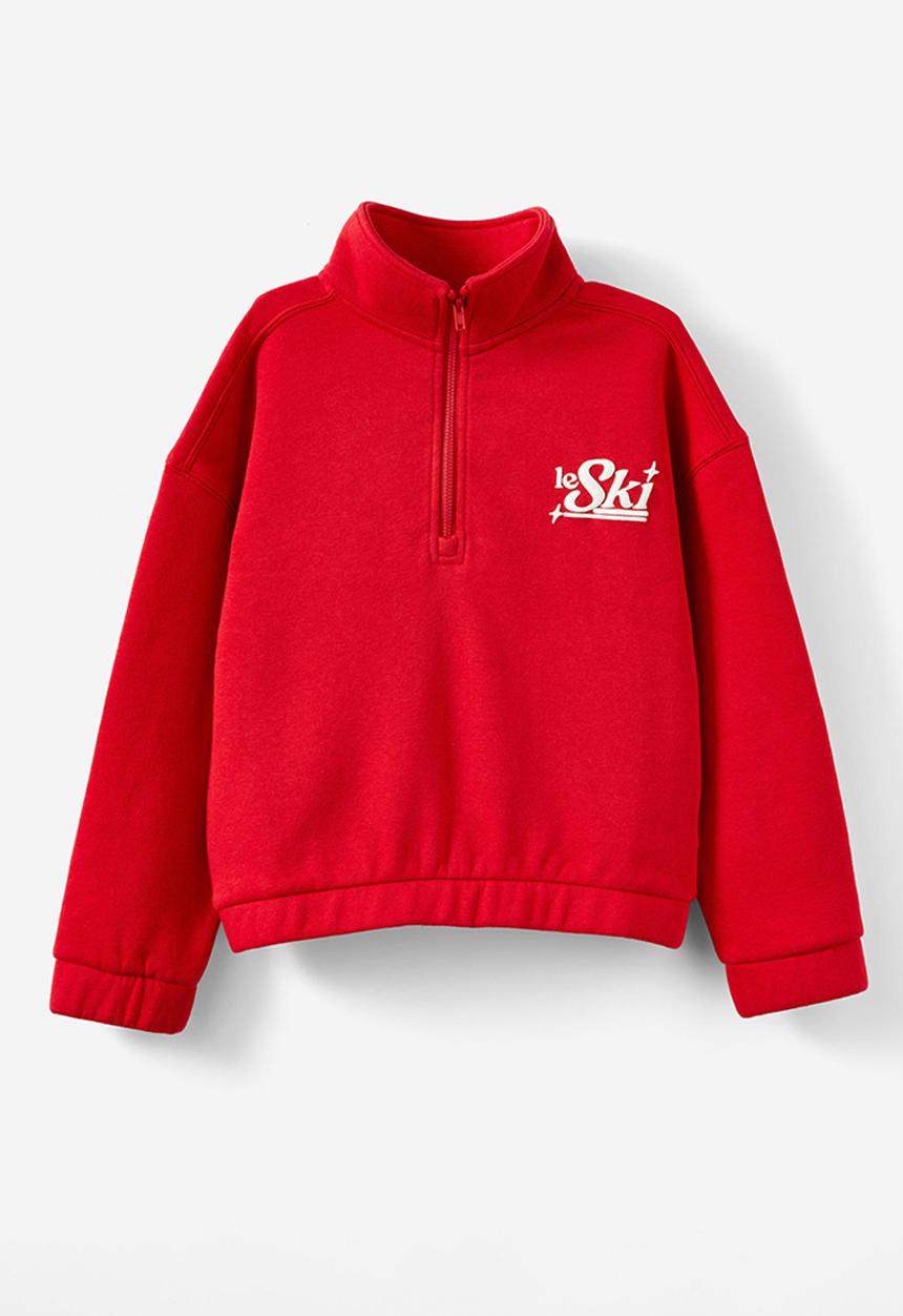Cotton On - Naomi half zip pullover - varsity red/les alpes