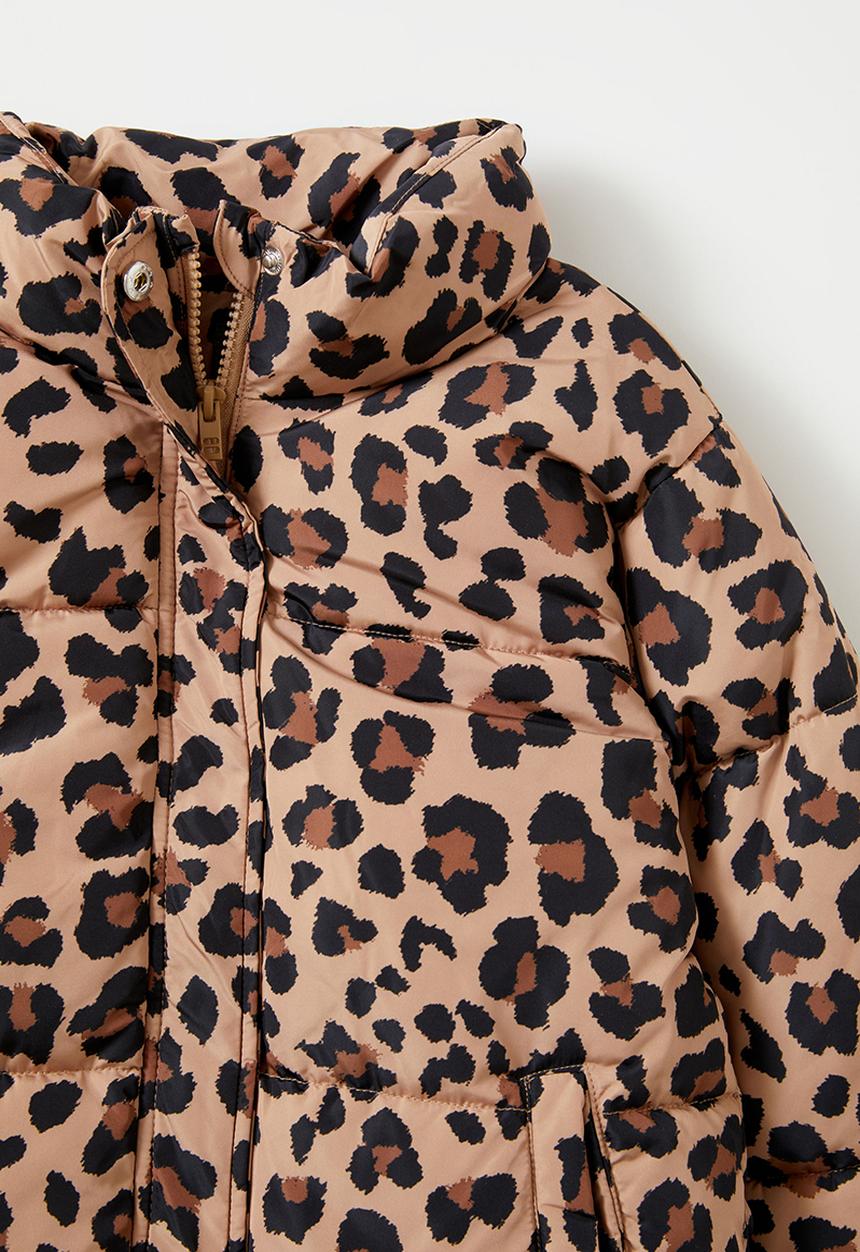 Cotton On - Joy puffer jacket - taupy brown/leopard