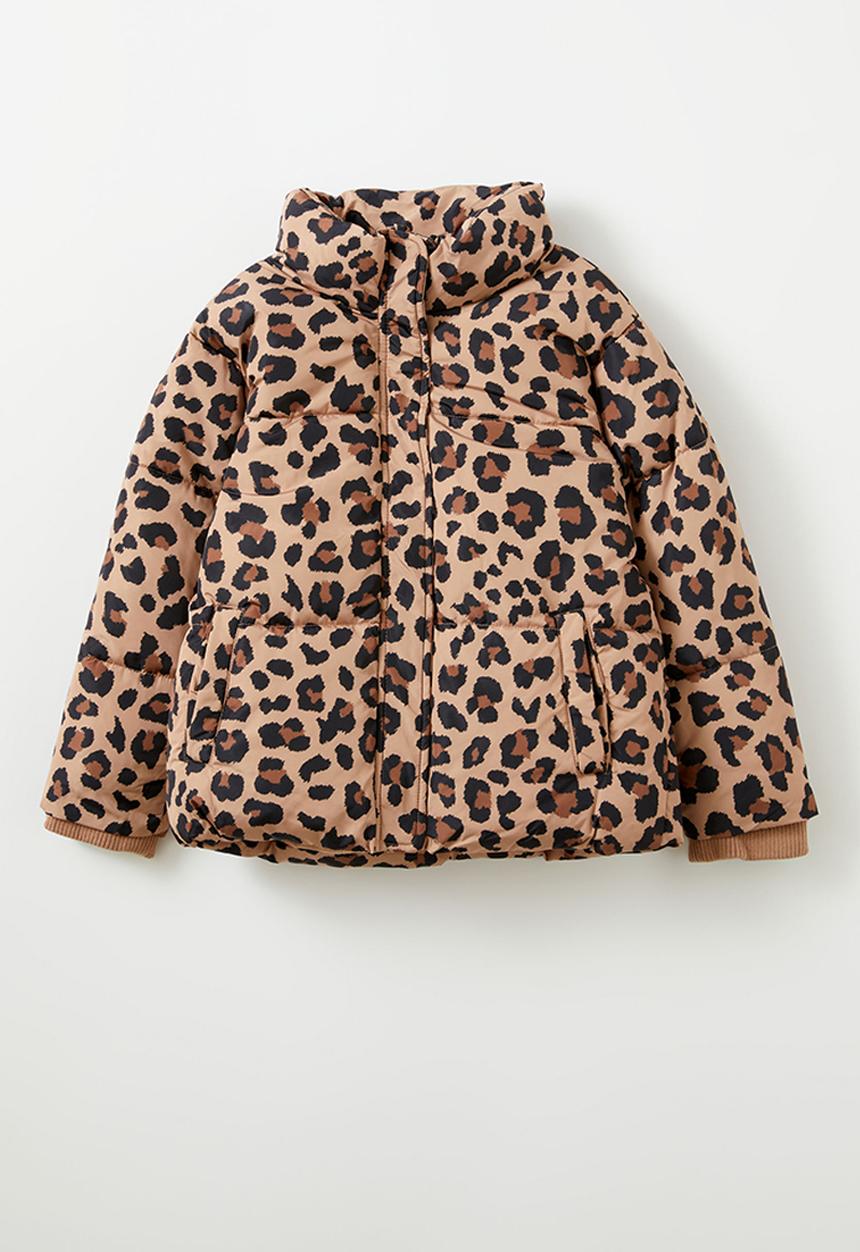 Cotton On - Joy puffer jacket - taupy brown/leopard
