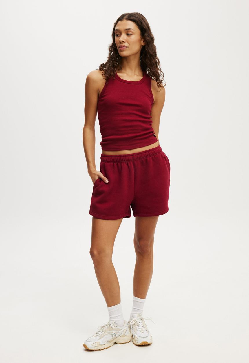 Cotton On - Active Core Rib Racer Tank - Deep Red