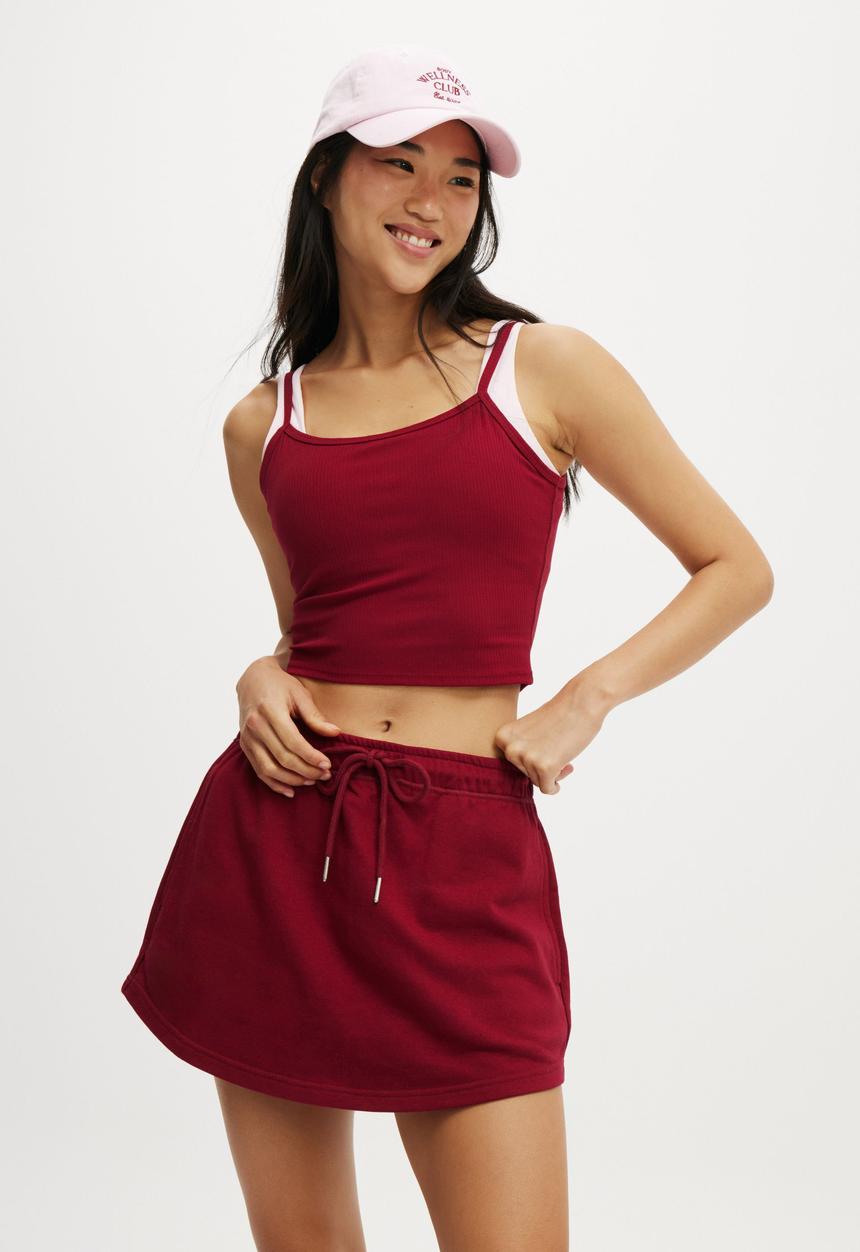 Cotton On - Rib Graphic Tank - Deep Red