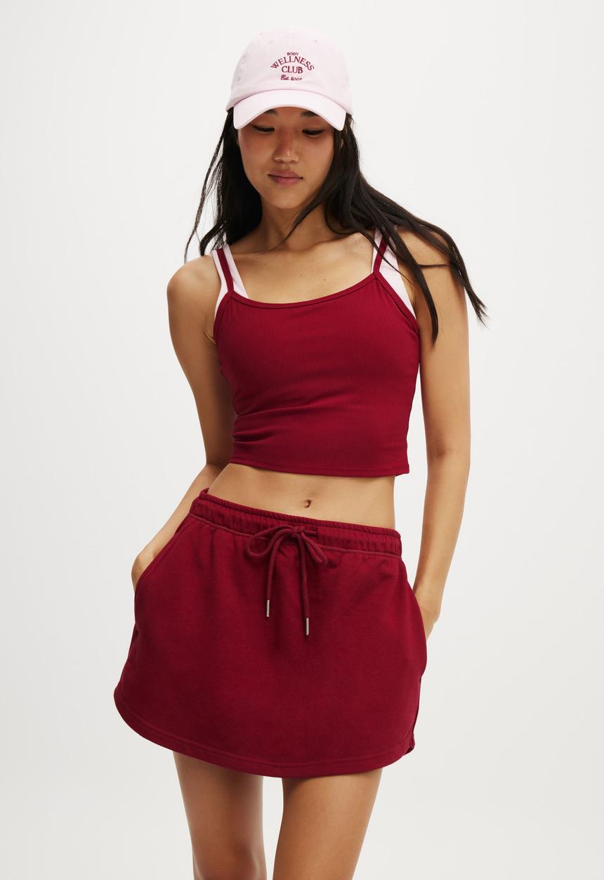 Cotton On - Essential Fleece Skirt - Deep Red